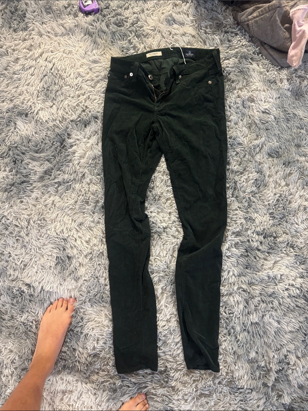 Ag Adriano Goldschmied Dark Green Skinny Corduroy Pants